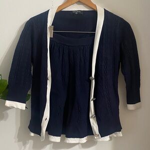 Set Dark Blue and White Knit Set